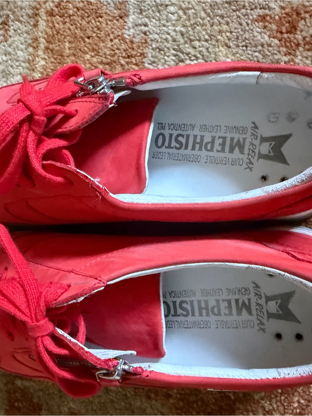 Mephisto OLIMPIA- Cranberry Red Suede Platform Sneaker with Side Zipper - Picture 4 of 16